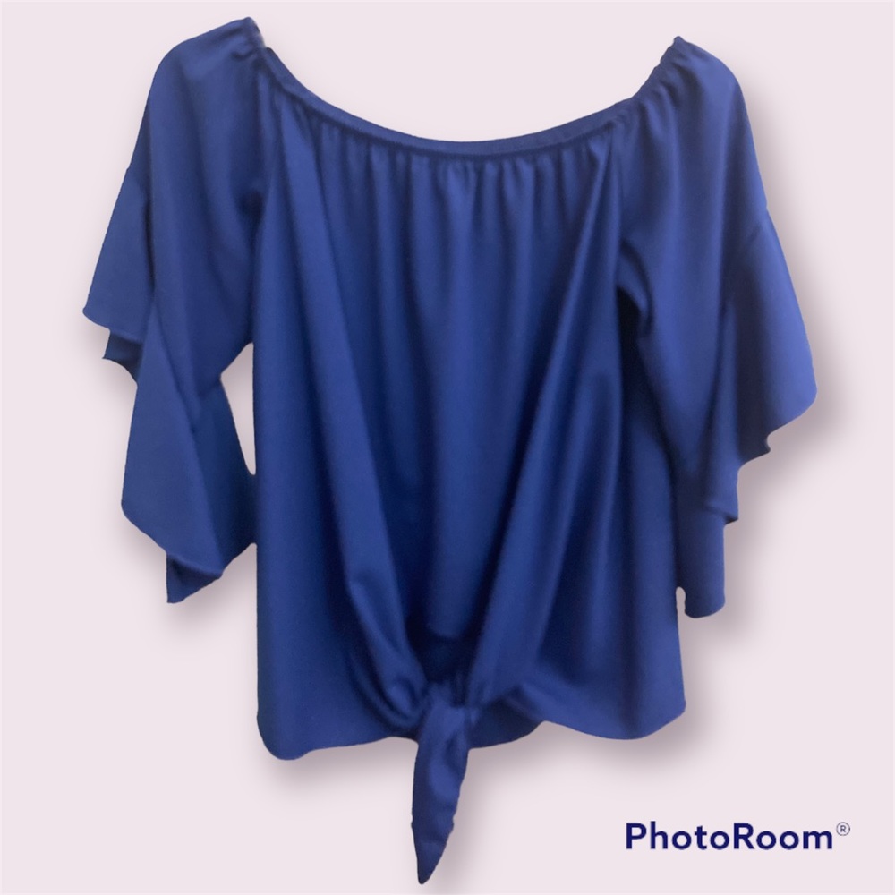 Blue off the shoulder top
